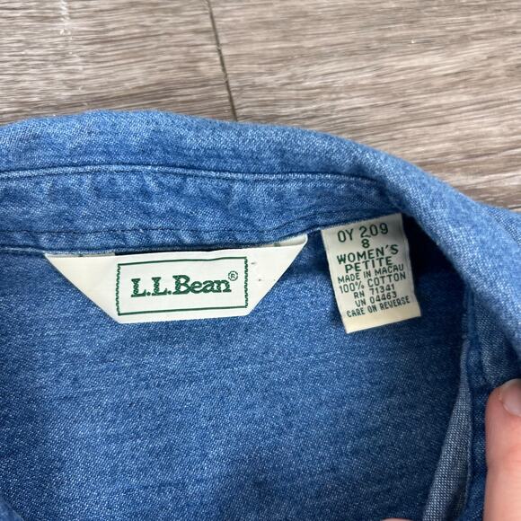 Vintage L.L. Bean Women's Blue Jean Denim Button Down Midi Dress (Sz M) - Picture 4 of 10